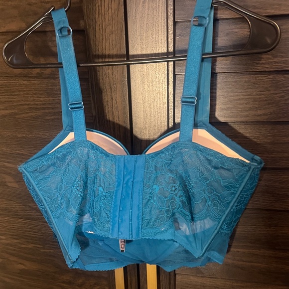 Victoria's Secret Very Sexy Push Up Teal Corset Lace Bra - Picture 3 of 4